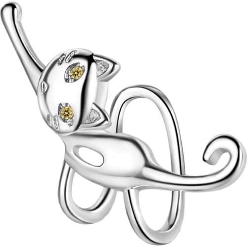 1 Pc Unique Cat Shaped Non Piercing Ear Cuff Silver Plated Clip On Earrings for Women Teen Girls