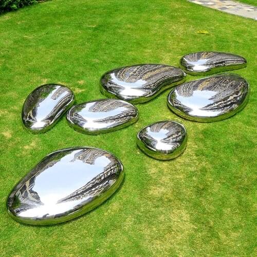 Modern outdoor stainless steel creative cobblestone floor decoration outdoor model house garden sculpture crafts