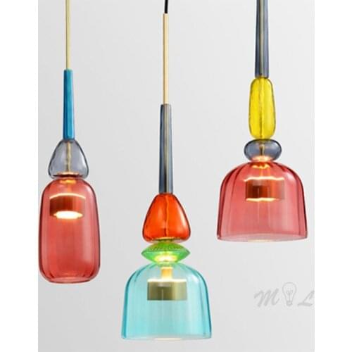 Modern Glass Pendant Lights Home Deco Candy Hanging Lamp for Kitchen Bedroom Light Fixture Led Suspension Luminaire Pendant Lamp