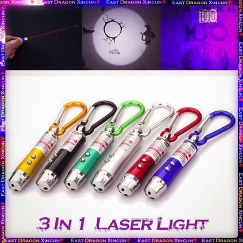 3 In 1 LED Light Laser Pointer Pen Mini Lighting Torch/Money Detector Beam Light Pointer Teaching Cat Training Laser Pen