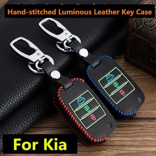 Luminous Flip Folding Car Key Case For Kia Rio K2 K3 K5 Bongo Sorento Soul Sportage Protection Leather Keychain Key Holder Cover