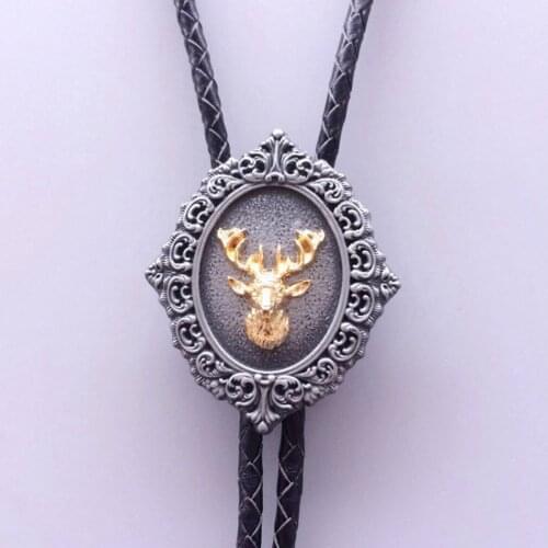 Original Western 3D Deer Wedding Bolo Tie Neck Tie Leather Necklace Necktie also Stock in US