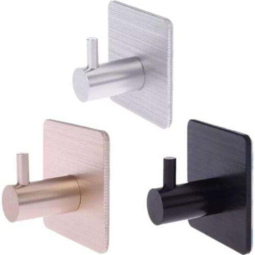 High-end Aluminum Wall Hook Self Adhesive Sticky Kitchen Home Bathroom Bath Ball Key Bag Coat Hanger Storage Hanging Holder Rack