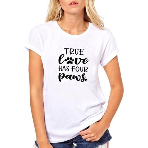 TRUE LOVE Print Summer T-shirt Women O-neck Cotton Short Sleeve Funny Tshirt Women Top Loose T-shirt Femme Black White