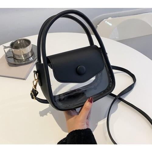 Patchwork Shoulder Crossbody Messenger Bag for Women Women Transparent PU PVC Flap SHoulder Pouch Ladies Mini Handbag