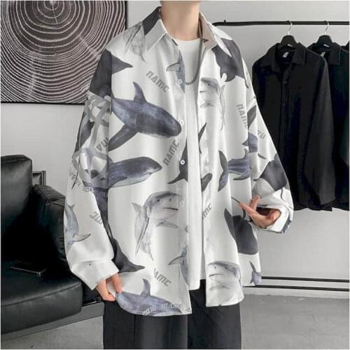 Button Up Women Shirts Long Sleeve Blouse Ladies Tops 2021 Men Clothing Printed Long SleeveBlouses Loose College Couples White