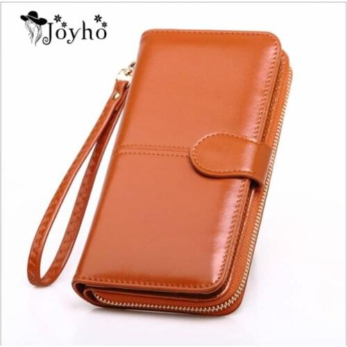 Women Wallet Female Purse Women Leather Wallet Long Trifold Coin Purse Card Holder Money Clutch Wristlet Multifunction Zipper