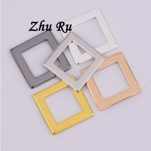 ZHU RU 10pcs/lot 15.5mm frame Box border shape square ring Charms Pendant For Necklace Earrings Making Parts Jewelry Findings