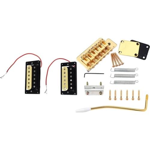 1Set of 2 Zebra Faced Humbucker Double Coil Pickups with Electric Guitar Tremolo Bridge with Neck Plate ST Accessories