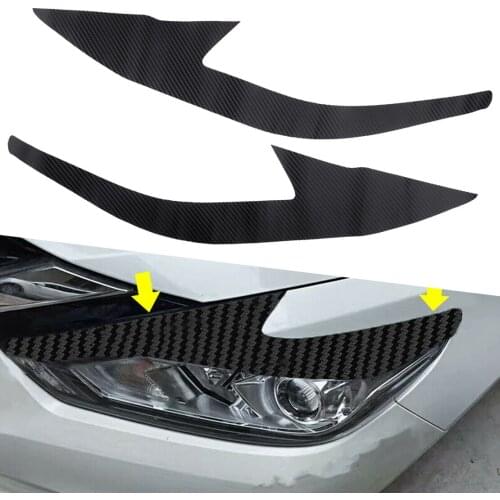 1 Pair Car Front Headlight Eye Brow Cover Sticker Trim Vinyl 3D Black Carbon Fiber Style Fit For Nissan Altima 2016 2017 2018