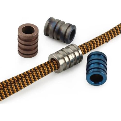 1Pc S/L Titanium Alloy Knife Beads Rope Cord EDC Paracord Bead Pendant Color Titanium DIY Woven Pendant Outdoor Tail Rope Tool