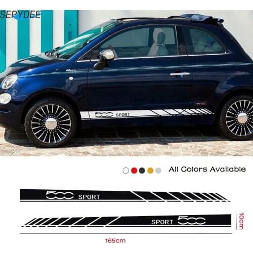 2 Pcs/lot Car Stickers Body Door Side Skirt Sticker Long Stripes Vinyl Decal For Fiat 500 Car Styling Decoration Accessories