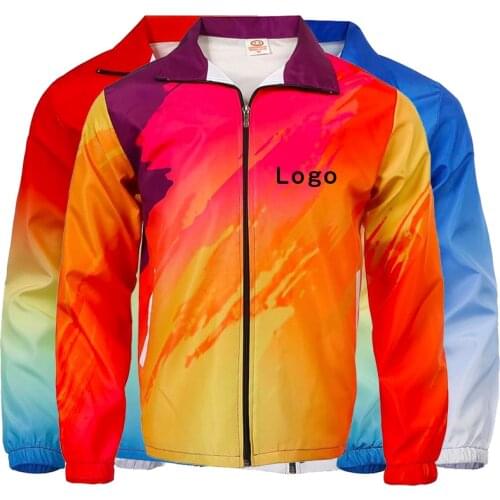 2020 Zipper Windbreaker Gradient Jacket Men Fashion Coats Tops Custom Printed Your Like Picture Logo Male Thin Jack Blouses