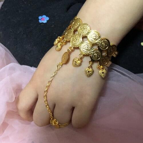 24K Baby Bangles Ethnic Gold Color Dubai Bangles Kids Bracelet Luxury Bracelet Dubai Bangles Child Jewelry Birthday Present