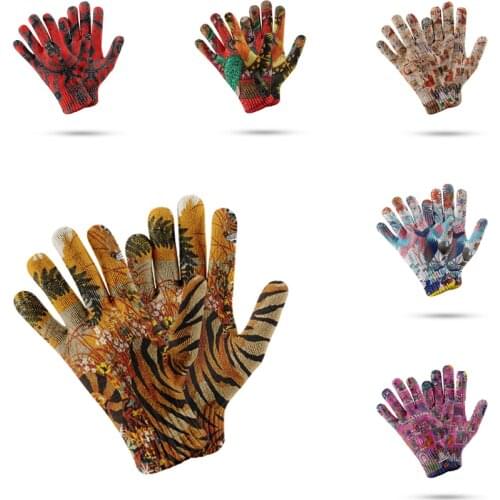 3d Tiger Pattern Gloves Thicken Ladies Mens Warm Stretch Knit Mitten Winter Skiing Ice Fishing Cycling Sport Glove