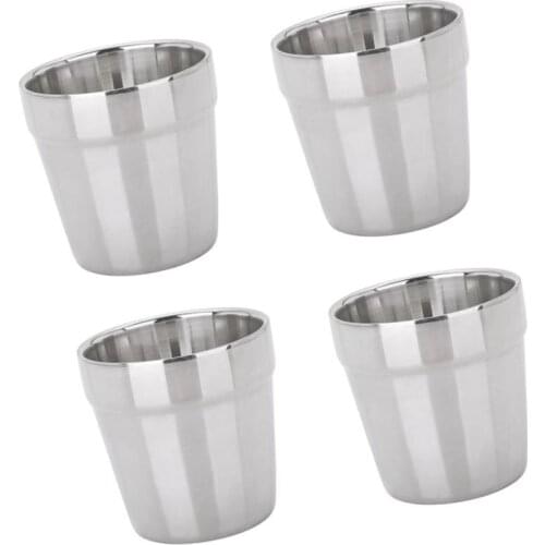 4pcs Stainless Camping Travel Insulated Tumbler Cup Coffee Beer Mug 180ml