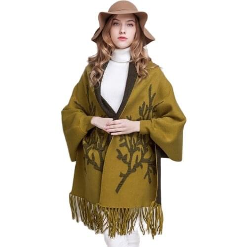 7-1703 Popular style European and American wind knitting cloak shawl fall &winter loose coat womens Clothes Sweater Wraps