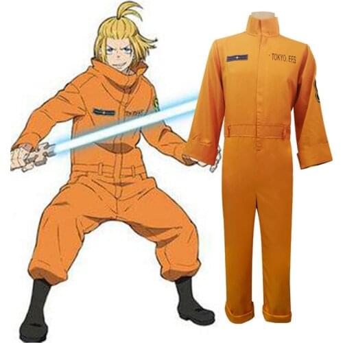 Anime Enn Enn No Shouboutai Shinra Kusakabe Cosplay Costumes Fire Force Team Uniform Jumpsuit Sets Halloween Carnival Party