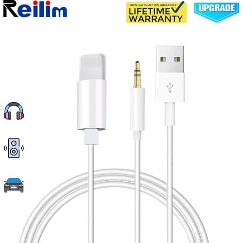 Reilim AUX Audio Cable To 3.5 mm Speaker Cable For iphone 7 8 X XS MAX XR Car Headphone Headset Converter 2 in 1 Audio Wire