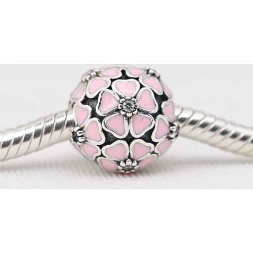 Authentic 925 Sterling Silver Beads Flower Glaze Stopper safety Bead For Original Pandora Charm Bracelets & Bangles Jewelry