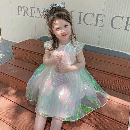 Baby Girls Summer Shining Dress Kids Performance Party Wear Princess Girls Evening Dresses Teenager Girls Wedding Dresses