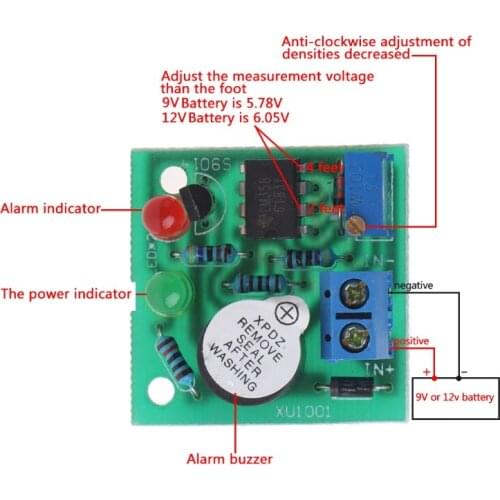 12V On-Board Battery Low Voltage Alarm Buzzer Under Voltage Protection Module K5DB