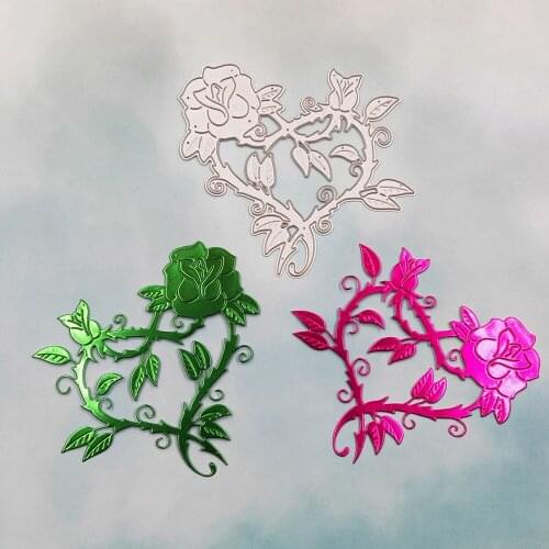DIY Cutting Dies Heart Rose Shaped Metal Steel Frames DIY Scrapbooking Photo Album Embossing Paper Cards Decoration 9.8x8.6cm