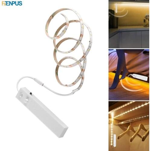 PIR Motion Sensor 1M 2M 3M LED Flexible Strip Lights Battery Powered Bed Stairs Wardrobe Lamp Tape LED Under Cabinet Lights