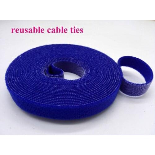 Blue 10mm*45M Nylon Reusable Cable Ties back to back cable management strap wrap fastener nylon hook loop ties