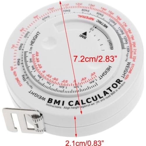 BMI Body Mass Index Retractable Tape 150cm Measure Calculator Diet Weight Loss L15