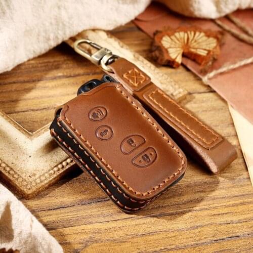Leather Car Key Case Cover for Toyota Land Cruiser 4 Runner 5700 Prius RAV4 Camry Smart Remote Control Fob Protector Cover