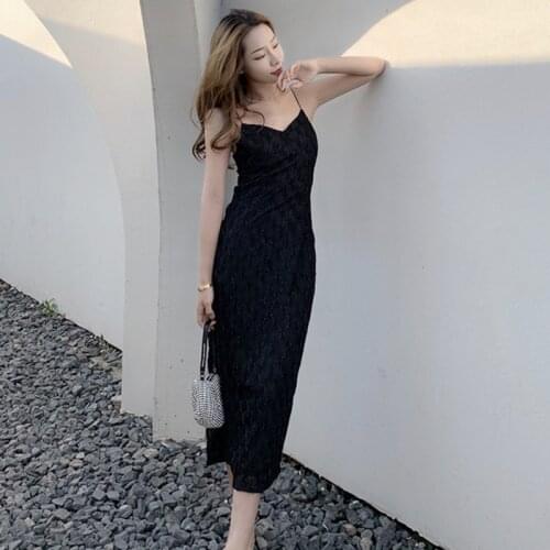 Fashion Summer Retro V-Neck Sleeveless Maxi Party Dress Ladies Streetwear Elegant Casual Sexy Strap Glitter Beach Vacation Dress