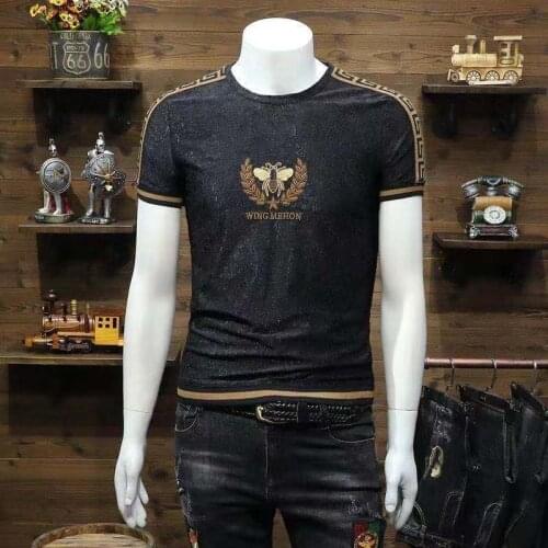 Short sleeve mens 2021 summer new T-shirt trend casual round neck personalized slim mens jacket