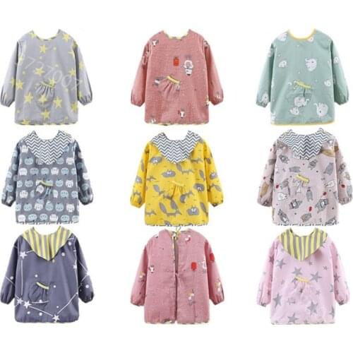 Fashion Cotton Baby Bibs Waterproof Kid Eating Clothing Childrens Long Sleeves Feeding Smock Bib Baby Apron Bandana Bebes Bibs