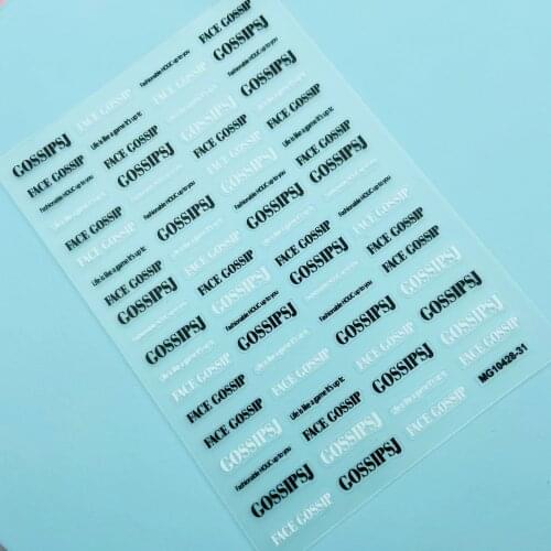 Japanese Style New Technology Transparent Texture Nail Stickers Black& White English Words Thin Light High Viscosity Nail Decals