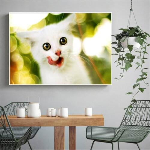 Wall Art Lovely Cat Print on Canvas Fashion Cuadros Decoration for Living Room Wall Decoration Girl Room Decor Children Gift