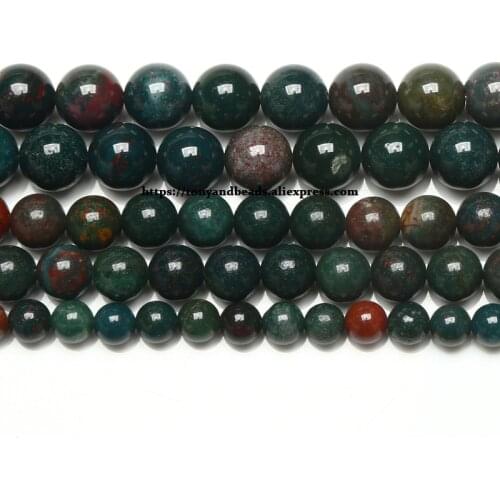 Natural Indian Bloodstone Round Gem Beads 15" Strand 4 6 8 10 12MM Pick Size For Jewelry Making No.AB15