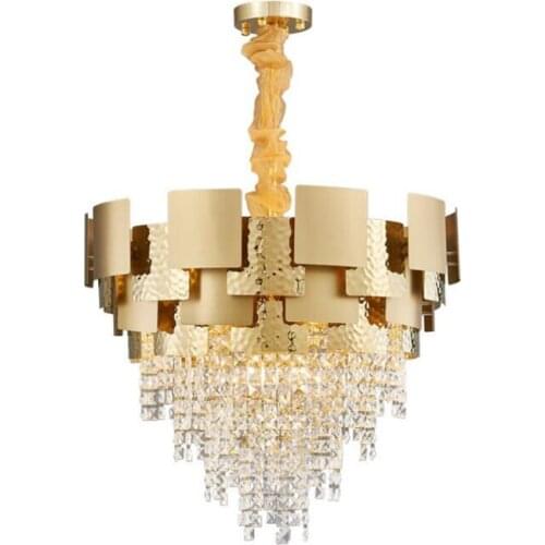 Jmmxiuz New restaurant modern chandelier lighting round living room golden home LED lights