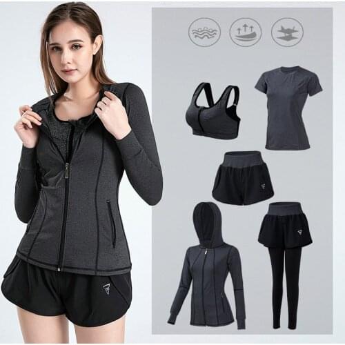 2021 New Fashion women Yoga Set 2/3/4/5PCS Workout Running and walking Clothes For Women big size