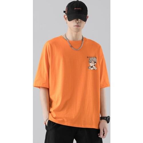 Summer New 100 % Cotton T Shirts Mens Casual Soft Brand Hot Sale Anime clothes Short Sleeve O-Neck Regular Fit Basic Tops Tees