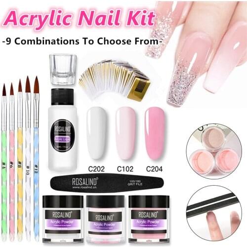 New Acrylic Nail Kit Colorful Acrylic Powder Crystal Liquid Set with Nail Brush Nails Art Decoration Extension Manicure Tools