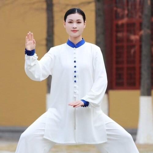 Tai Chi Clothing High Quality Wushu Kung Fu Uniforms Martial Arts Wing Chun Suit White Casual Traditional Chinese Costumes 31141