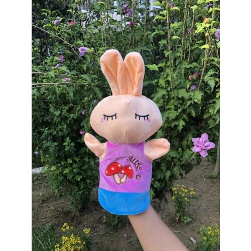 Animal mushroom style Plush Hand Puppets Animal Doll Kids Glove Hand Puppet squinting Rabbit Plush Bunny Finger Toys tall