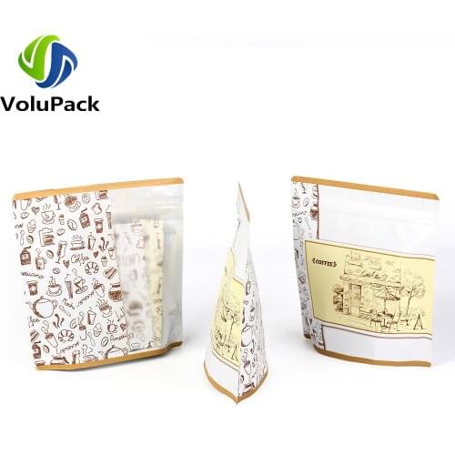 New Design Eco Aluminum Foil Mylar Plastic Bags Stand Up Heat Seal Herb Pouches Reusable Coffee Bean Ziplock Bags W/Clear Window