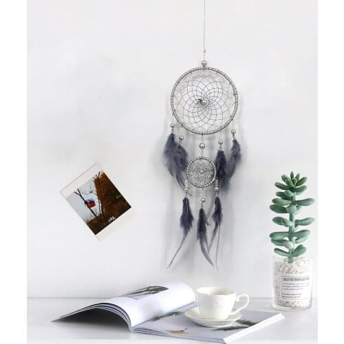 Simple Smoky Gray Two-Ring Dreamcatcher Pendant Artistic New Arrival Furnishings Room Decoration Accessories Gifts