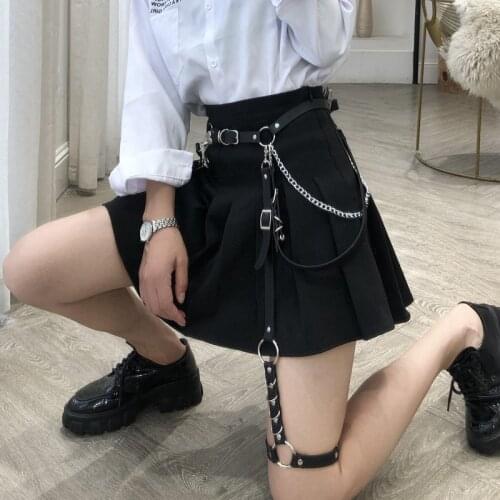 Sexy Women Gothic Heart Hiphop Belt Adjustable Disco Dancing Leather PU Belts Punk Style Jk Waist Gitl Dress Body Waist Chain