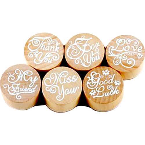 New 2021 Handwriting Blessing Words Round Wooden Rubber Stamps Floral Choosing Words DIY Accessories Scrapbooking Stamps