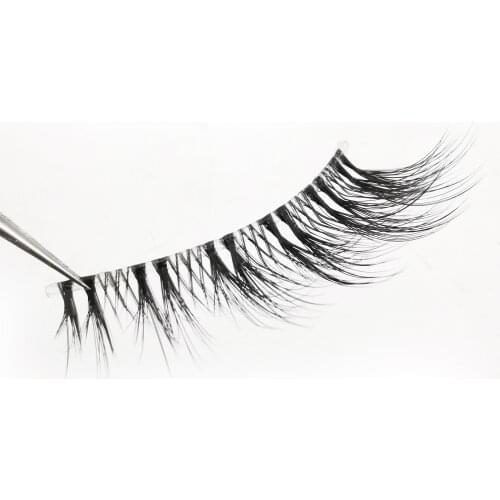 Stage Nude Makeup False Eyelashes Natural Realistic Crisscross Messy Fake Eyelashes 3 Pairs Handmade Lashes Transparent Stems