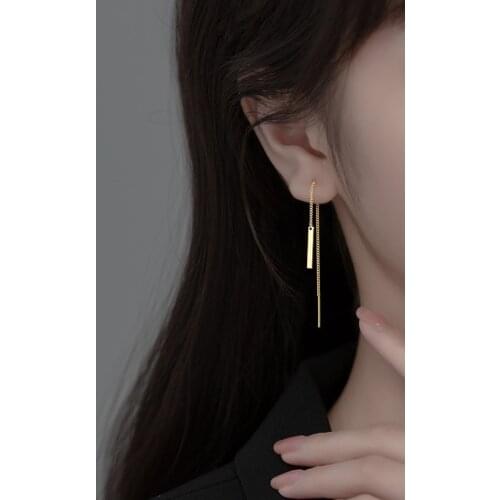 Enosola Fine Jewelry Wholesale Fashion Women Girl Wedding Birthday Gift Rectangle 925 Sterling Silver Drop Earrings