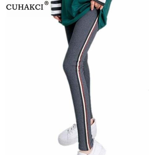 CUHAKCI Sportwear Leggins Gym Fitness Side Stripe Womens Active Quick Drying Casual Pants Gray Cotton Trousers